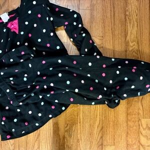 Polka Dot Pajama Set - Black with Pink and White Dots